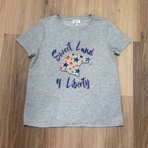 Gray Short Sleeve Tee with Patriotic Print size M